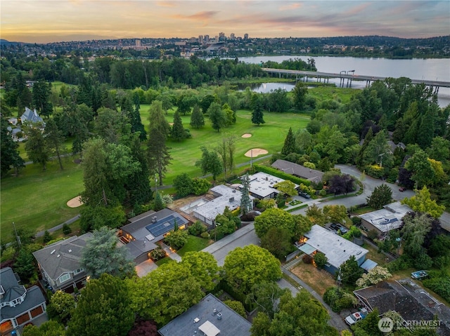 2325 38th Ave E, Seattle, WA 98112 - aerial view at dusk of a water view and view of scattered trees