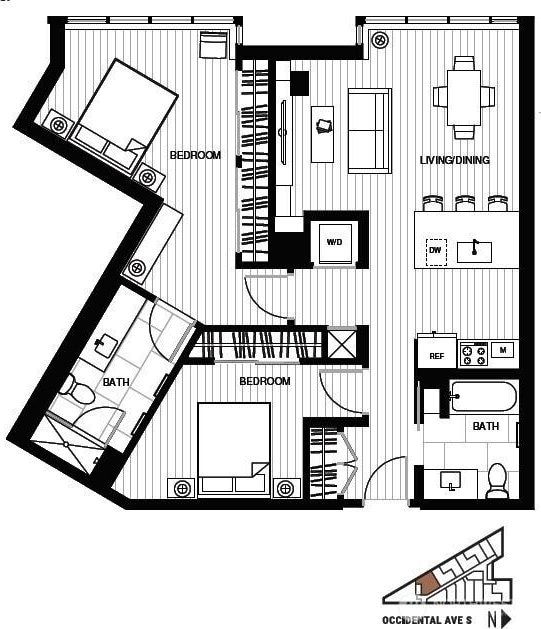 590 1st Ave S Unit 907, Seattle, WA 98104 - view of room layout
