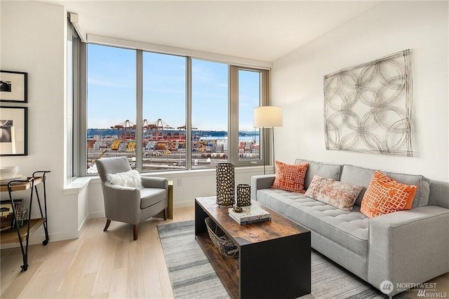 590 1st Ave S Unit 907, Seattle, WA 98104 - living room featuring wood finished floors and baseboards