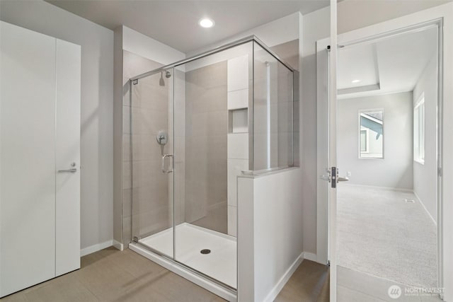 22939 Poplar Ave SE, Black Diamond, WA 98010 - bathroom with a stall shower and recessed lighting