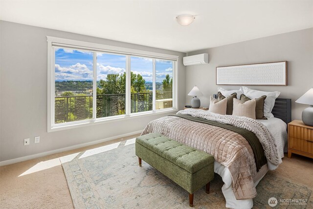 1818 Bigelow Ave N Unit 403, Seattle, WA 98109 - bedroom with a wall mounted air conditioner and carpet flooring