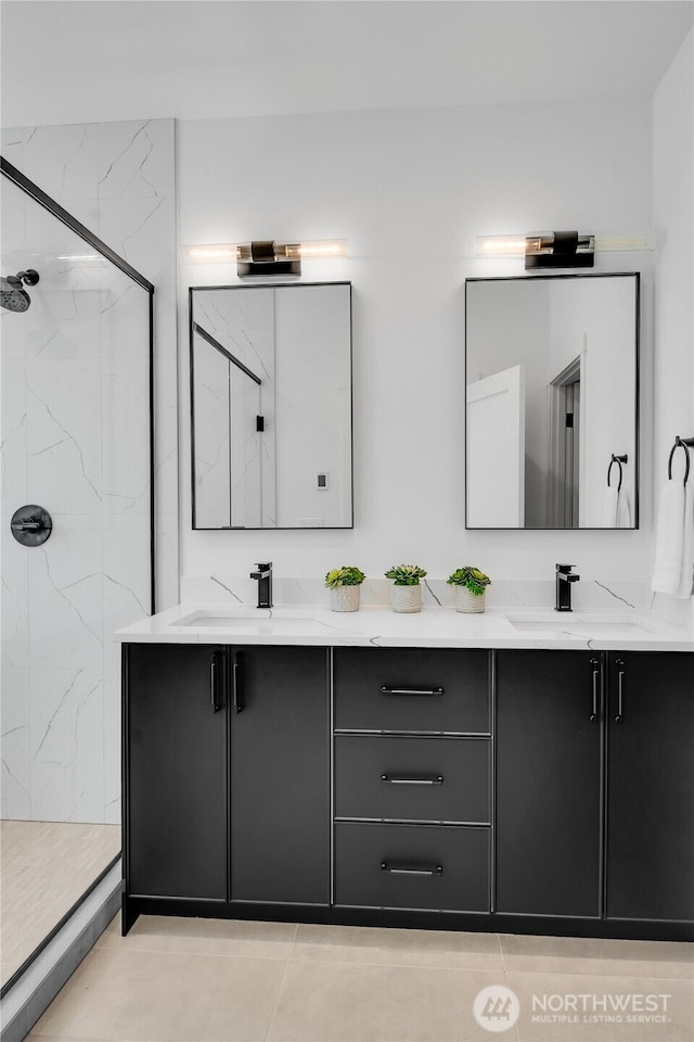 629A W Emerson Ave, Seattle, WA 98119 - full bath with a marble finish shower and double vanity