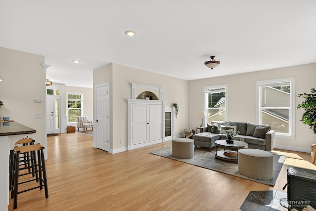 2414 42nd Pl, Anacortes, WA 98221 - living room with light wood-style flooring and recessed lighting