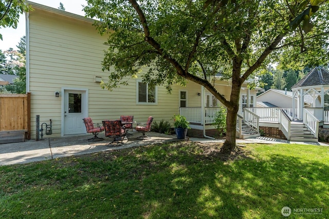 2414 42nd Pl, Anacortes, WA 98221 - rear view of property with a gazebo, a deck, and a patio area