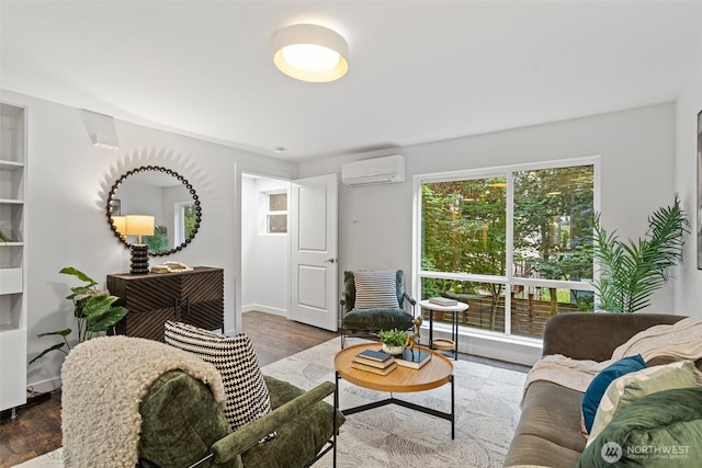 1541 18th Ave S, Seattle, WA 98144 - living room with an AC wall unit and wood finished floors