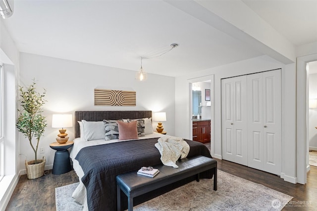 1541 18th Ave S, Seattle, WA 98144 - bedroom with dark wood-type flooring, ensuite bath, and a closet