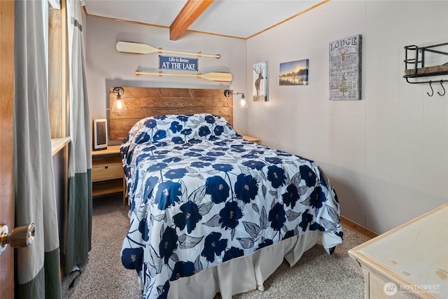 7 Moonshine Ln, Ronald, WA 98940 - bedroom featuring carpet flooring and beamed ceiling