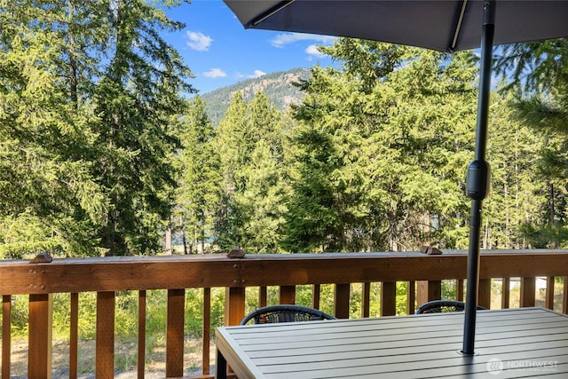 7 Moonshine Ln, Ronald, WA 98940 - wooden terrace featuring a mountain view and a view of trees