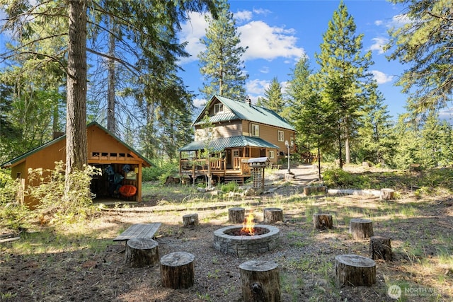 7 Moonshine Ln, Ronald, WA 98940 - view of yard with a fire pit and a deck