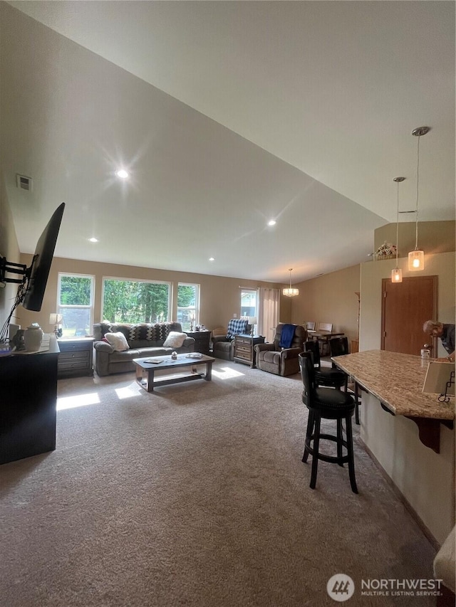 1717 Krause Rd, Raymond, WA 98577 - carpeted living area featuring recessed lighting