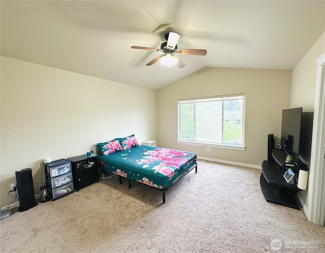 27120 105th Pl SE, Kent, WA 98030 - bedroom featuring carpet flooring, vaulted ceiling, and a ceiling fan
