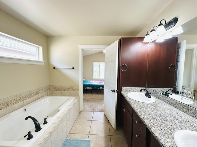 27120 105th Pl SE, Kent, WA 98030 - full bath with double vanity, a tub with jets, tile patterned floors, and ensuite bath
