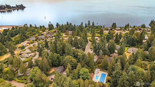 10761 Bill Point Crst NE, Bainbridge Island, WA 98110 - aerial overview of property's location featuring a large body of water and nearby suburban area