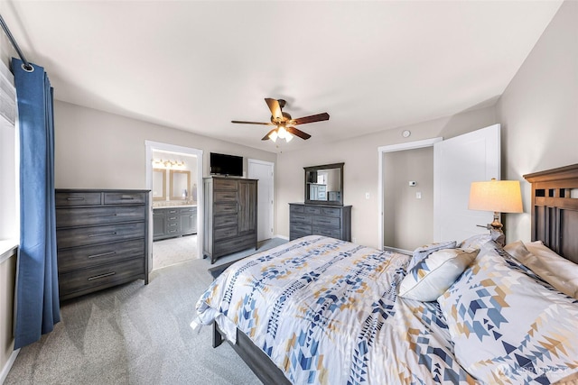 824 Orth Way, Sedro Woolley, WA 98284 - bedroom with carpet flooring, connected bathroom, and a ceiling fan