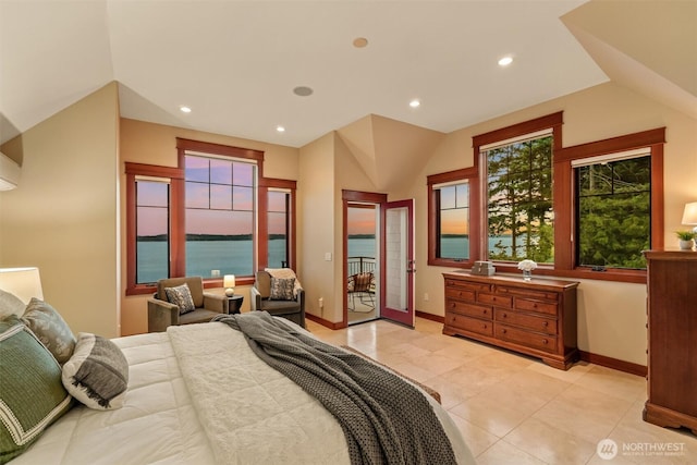 6117 39th Dr NW, Marysville, WA 98271 - bedroom featuring access to outside, light tile patterned floors, and recessed lighting