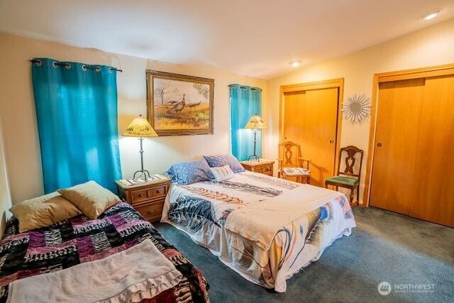 1448 Rd C NE, Moses Lake, WA 98837 - bedroom with vaulted ceiling, carpet flooring, and multiple closets
