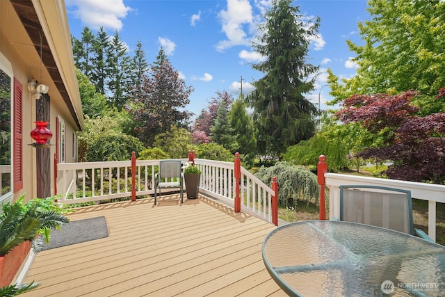 6338 Kirsop, Olympia, WA 98512 - wooden deck with outdoor dining space