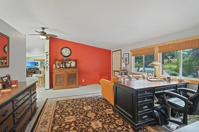 6338 Kirsop, Olympia, WA 98512 - office featuring vaulted ceiling and a ceiling fan