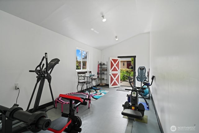 6338 Kirsop, Olympia, WA 98512 - exercise area featuring vaulted ceiling
