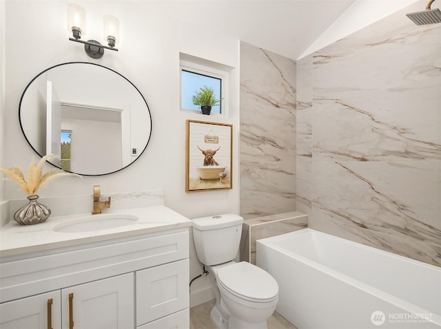 9224 36th Ave SW Unit 2, Seattle, WA 98126 - full bath featuring vanity, lofted ceiling, and washtub / shower combination