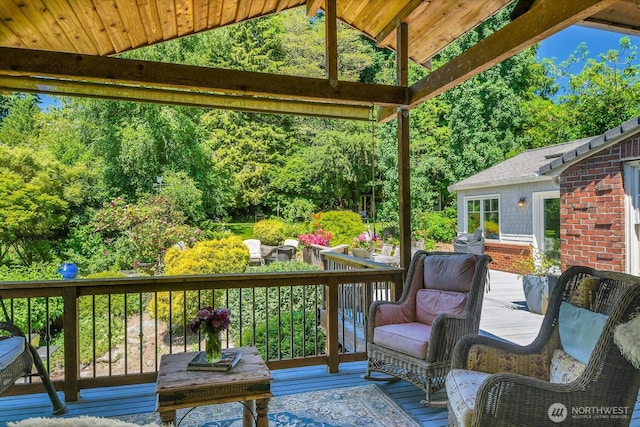 16525 39th Ave NE, Lake Forest Park, WA 98155 - wooden terrace with view of wooded area