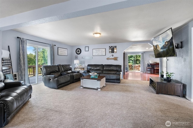 6621 125th Street Ct E, Puyallup, WA 98373 - living area featuring carpet flooring and arched walkways