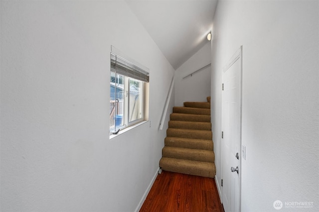 6621 125th Street Ct E, Puyallup, WA 98373 - staircase with wood finished floors and vaulted ceiling