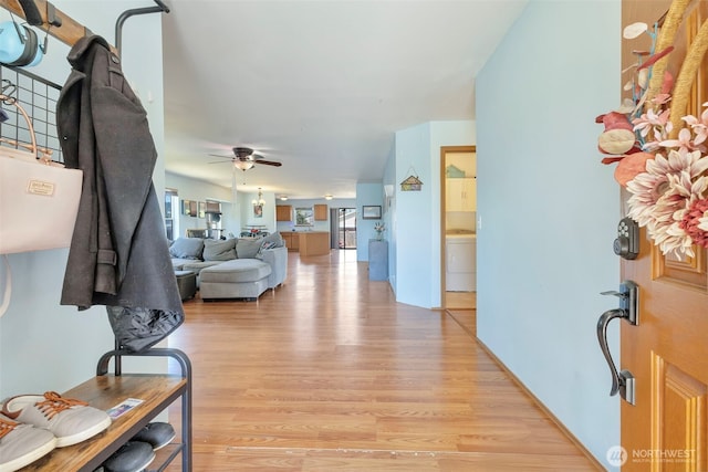 109 Nelsen St NE, Orting, WA 98360 - foyer with light wood-style flooring and ceiling fan