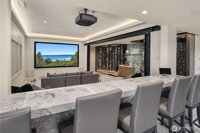 6411 View St NE, Tacoma, WA 98422 - cinema room featuring a raised ceiling and recessed lighting