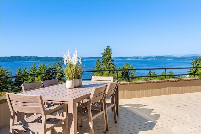 6411 View St NE, Tacoma, WA 98422 - deck featuring a water view and outdoor dining area