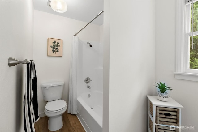4530 Vacca Ln, Bellingham, WA 98226 - full bathroom featuring wood finished floors and shower / bath combination with curtain