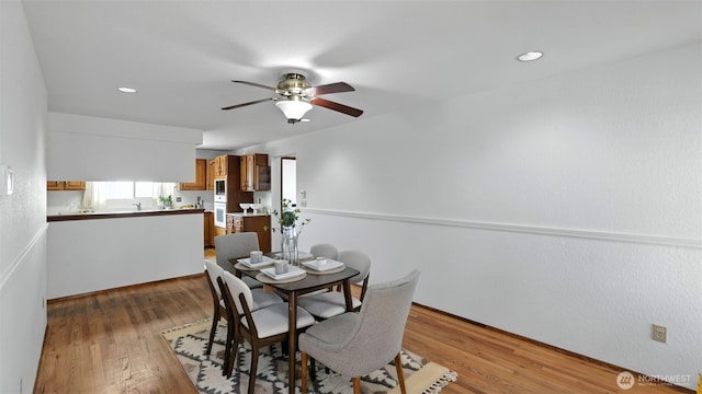 5109 S Myrtle St, Seattle, WA 98118 - dining area with ceiling fan, wood finished floors, and recessed lighting