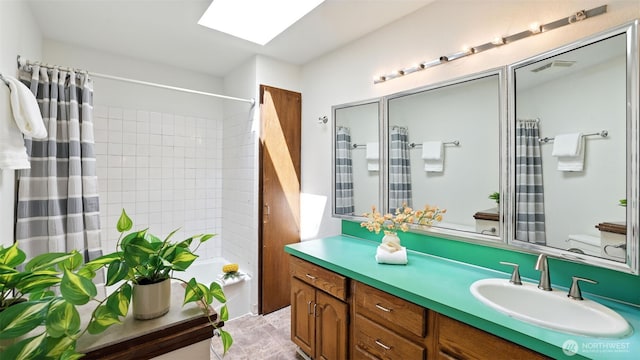 5109 S Myrtle St, Seattle, WA 98118 - bathroom featuring vanity and shower / bath combo with shower curtain