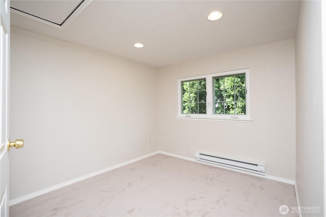 3207 N 9th St, Tacoma, WA 98406 - carpeted spare room featuring baseboard heating and recessed lighting
