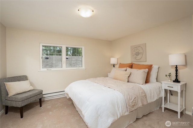 3207 N 9th St, Tacoma, WA 98406 - bedroom featuring light carpet and a baseboard heating unit