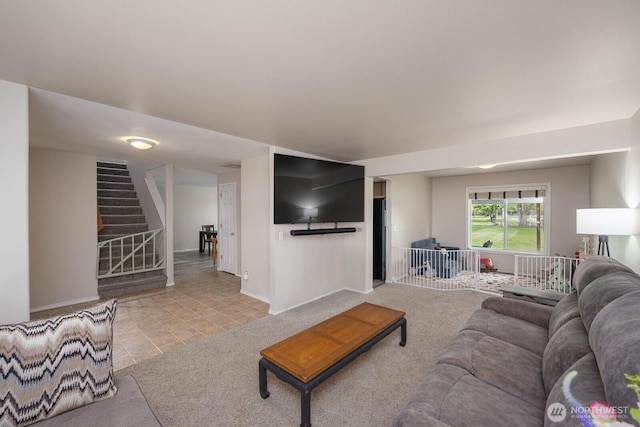 7649 Mcdougal Ave NE, Moses Lake, WA 98837 - living room featuring stairs and baseboards