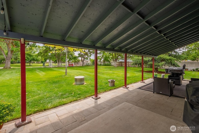 7649 Mcdougal Ave NE, Moses Lake, WA 98837 - fenced backyard with a patio area