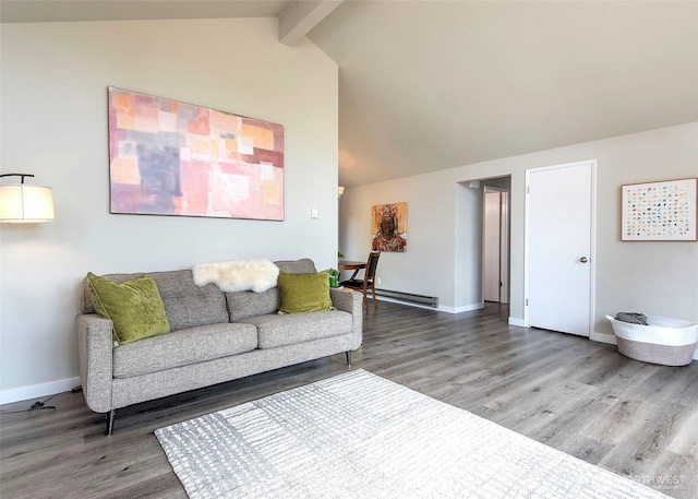 9610 Belmont Dr, Everett, WA 98208 - living room featuring wood finished floors and a baseboard heating unit