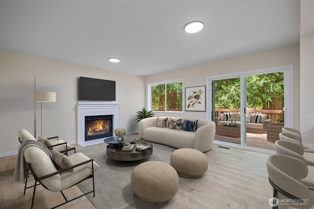 2021 224th Pl NE, Sammamish, WA 98074 - living area featuring a fireplace and light wood-style flooring