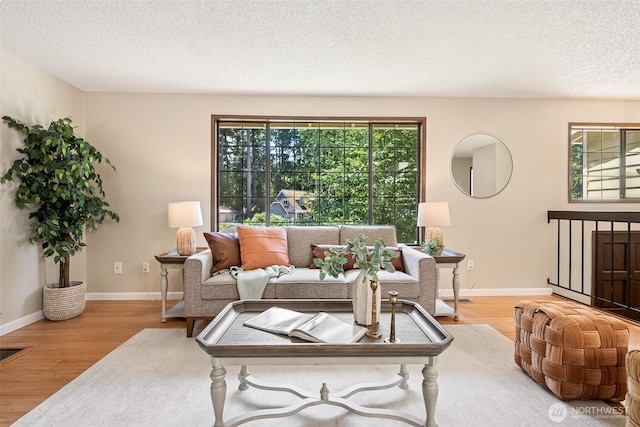 8524 46th Ct NE, Olympia, WA 98516 - living room featuring a textured ceiling and wood finished floors