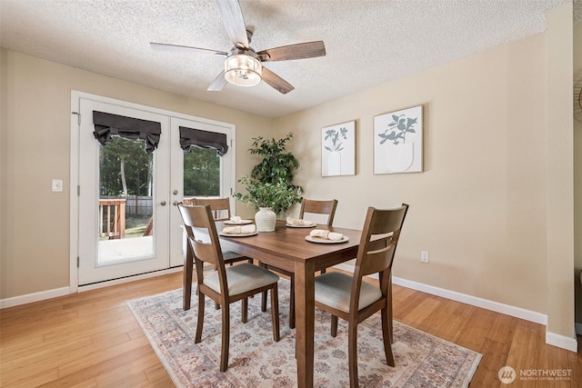 8524 46th Ct NE, Olympia, WA 98516 - dining room with french doors, ceiling fan, a textured ceiling, and light wood finished floors