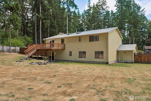 8524 46th Ct NE, Olympia, WA 98516 - rear view of property featuring a wooden deck and stairway