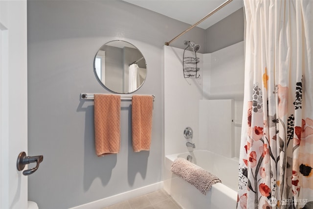 130 Kimberlund Ln, Chehalis, WA 98532 - bathroom with shower / bathtub combination with curtain and tile patterned floors