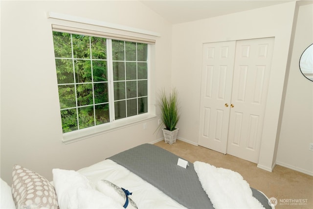 18630 NE 57th Way, Redmond, WA 98052 - bedroom with carpet, multiple windows, a closet, and vaulted ceiling