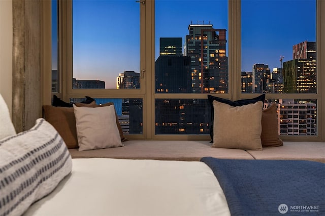 2125 1st Ave Unit 3003, Seattle, WA 98121 - carpeted bedroom featuring a view of skyline