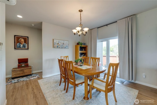 103N Trail Rd, Sedro Woolley, WA 98284 - dining space with wood finished floors, a chandelier, and recessed lighting