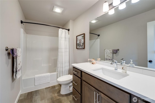 103N Trail Rd, Sedro Woolley, WA 98284 - full bath featuring vanity, wood finished floors, and shower / bath combination with curtain