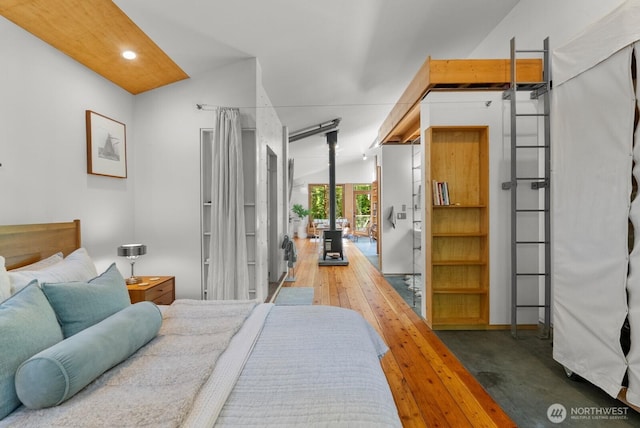 11230 Asta Ln SW, Vashon, WA 98070 - bedroom featuring wood-type flooring, access to outside, and recessed lighting