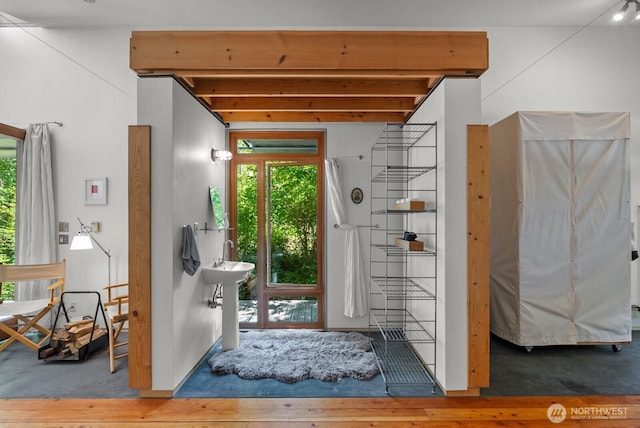11230 Asta Ln SW, Vashon, WA 98070 - foyer entrance featuring beamed ceiling