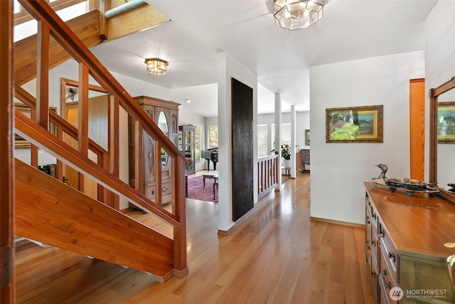 7610 Scenic Dr, Yakima, WA 98908 - foyer featuring light wood finished floors and stairs